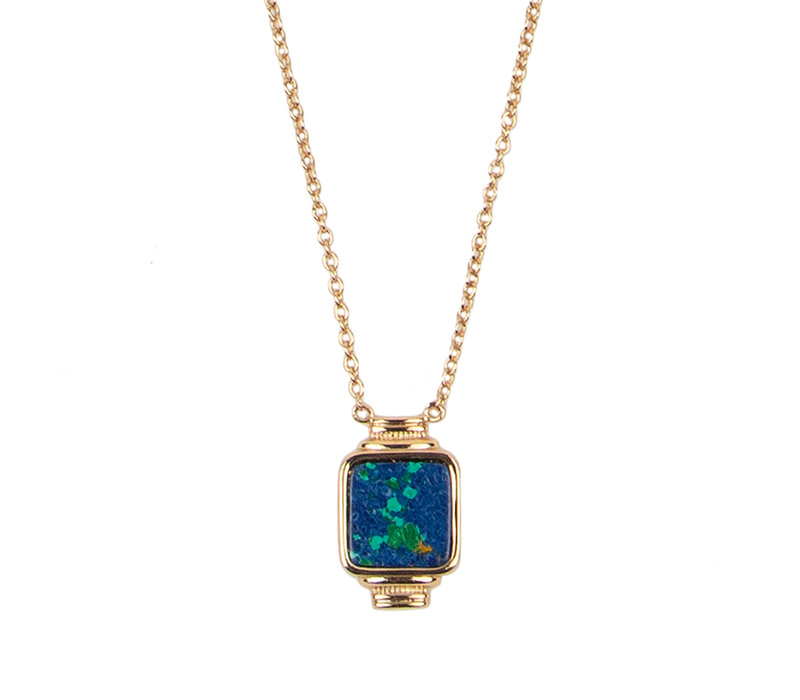 Amour Goldplated Necklace Square Blue