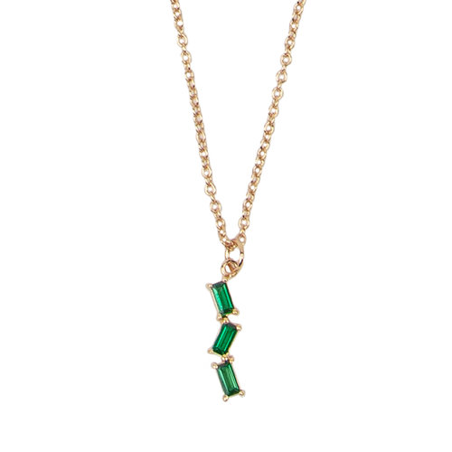Amour Goldplated Necklace Zigzag Green 