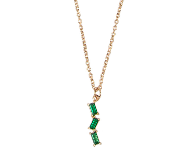 Amour Goldplated Necklace Zigzag Green