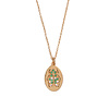 Bold Goldplated Necklace Beatle Oval Green Pink