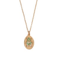 Bold Goldplated Necklace Beatle Oval Green Pink