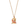 Bold Goldplated Necklace Crane Rectangle Multi Color