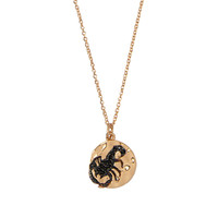 Bold Goldplated Necklace Scorpio Circle Black