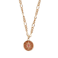 Vivid Goldplated Ketting Munt Burst Oranje Roze