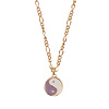 Vivid Goldplated Ketting Munt Ying Yang Lila