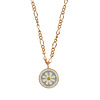 All the Luck in the World Vivid Goldplated Necklace Coin Daisy Blue Green White