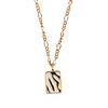 All the Luck in the World Vivid Goldplated Necklace Rectangle Zebra Black White