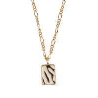 Vivid Goldplated Ketting Rechthoek Zebra Zwart Wit