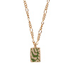 All the Luck in the World Vivid Goldplated Necklace Rectangle Plant Green Beige