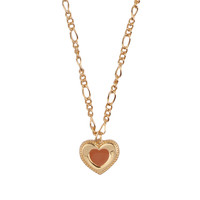 Vivid Goldplated Necklace Heart Dots Orange