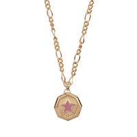 Vivid Goldplated Necklace Hexagon Star Lilac Pink