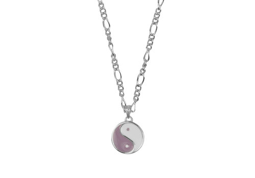 All the Luck in the World Vivid Silverplated Ketting Munt Ying Yang Lila