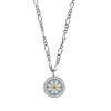 All the Luck in the World Vivid Silverplated Necklace Coin Daisy Blue Green White