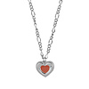 Vivid Silverplated Necklace Heart Dots Orange