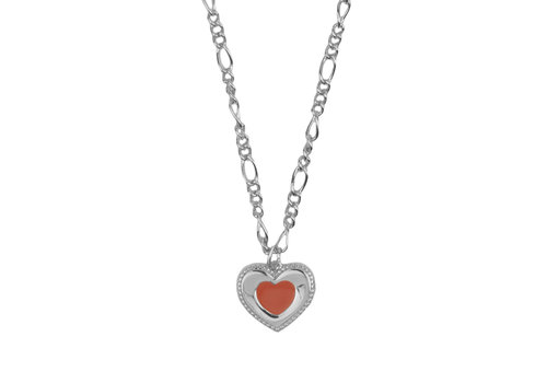 All the Luck in the World Vivid Silverplated Ketting Hartje Stippen Oranje