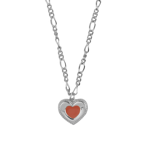 Vivid Silverplated Necklace Heart Dots Orange 