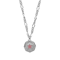 Vivid Silverplated Necklace Hexagon Star Lilac Pink