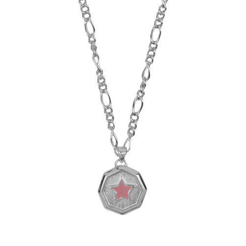 Vivid Silverplated Ketting Hexagon Ster Lila Roze 