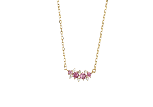 All the Luck in the World Sunlight Goldplated Necklace Zirconia Bar Dots