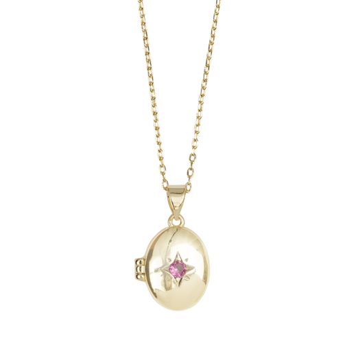 Sunlight Goldplated Ketting Medaillon Roze Ster 