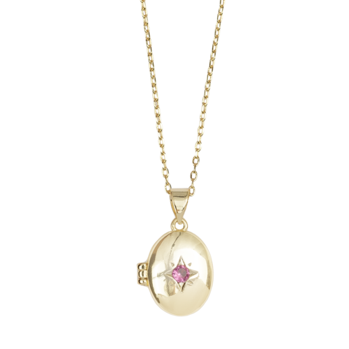 Sunlight Goldplated Necklace Medaillon Pink Star 
