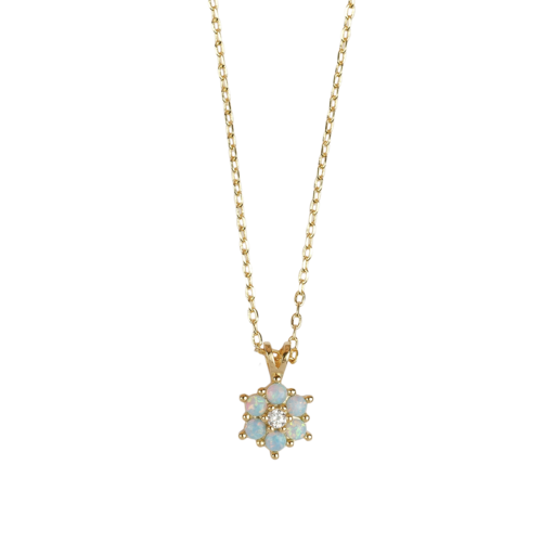 Sunlight Goldplated Necklace Zirconia Blue Flower 