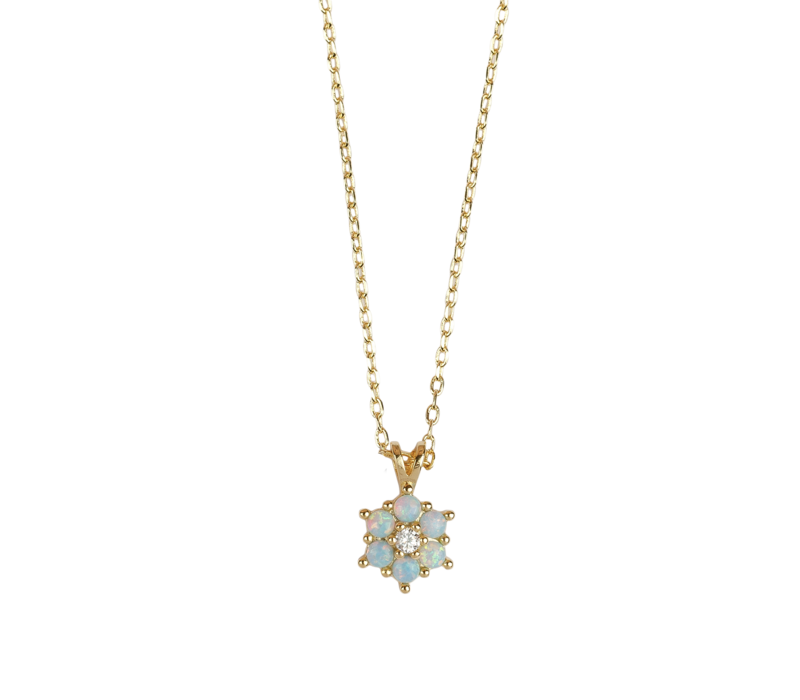 Sunlight Goldplated Necklace Zirconia Blue Flower