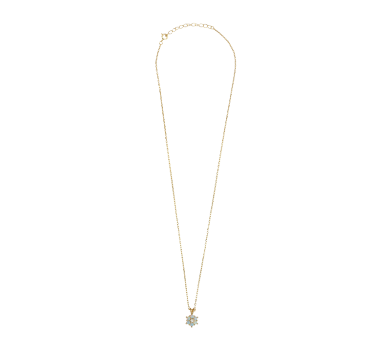 Sunlight Goldplated Ketting Zirconia Blauwe Bloem