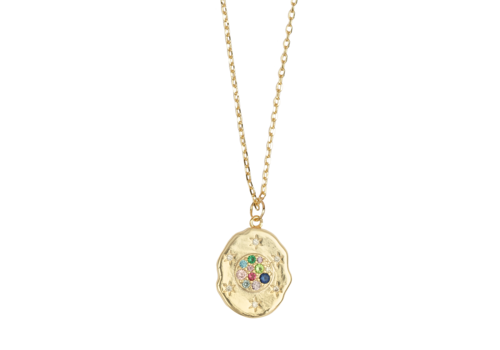 All the Luck in the World Sunlight Goldplated Necklace Lucky Coin Zirconia