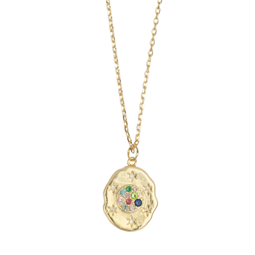 Sunlight Goldplated Necklace Lucky Coin Zirconia 