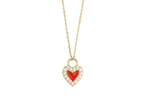 All the Luck in the World Sunlight Goldplated Necklace Zirconia Orange Heart