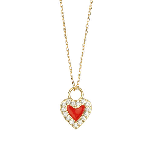 Sunlight Goldplated Necklace Zirconia Orange Heart 