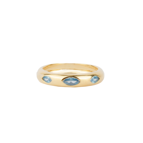 Oasis Goldplated Ring Three Round Ellips Blue 