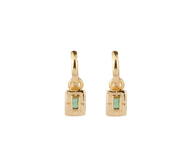 Sunlight Goldplated Earring Square Zirconia Charm