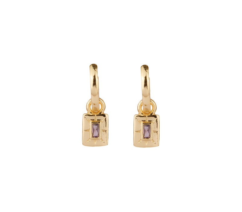 Sunlight Goldplated Oorbel Vierkant Zirkonia Bedel
