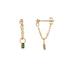Sunlight Goldplated Earring Chain Green Zirconia Rectangle