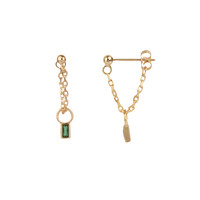 Sunlight Goldplated Oorbel Ketting Groen Zirkonia Vierkant