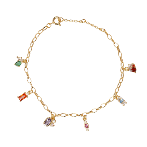 Sunlight Goldplated Bracelet Multi Zirconia Charms 