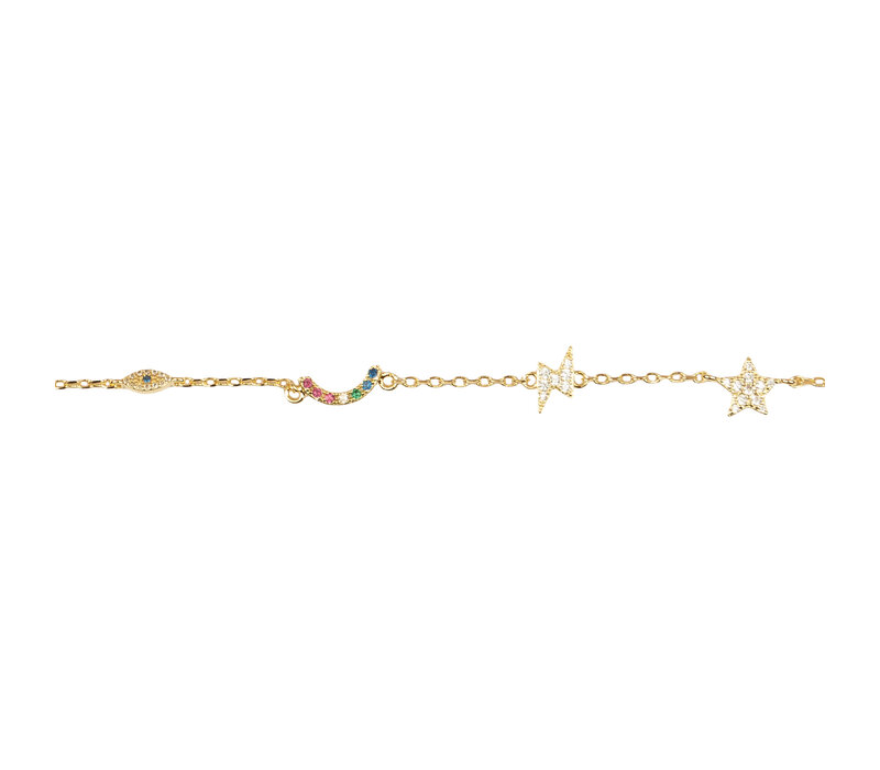 Sunlight Goldplated Bracelet Moonstar Charms Opal