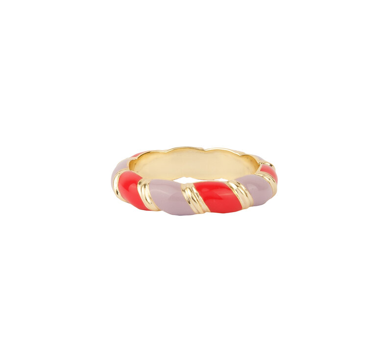 Sunlight Goldplated Ring Enamel Two Colors Swirl Big