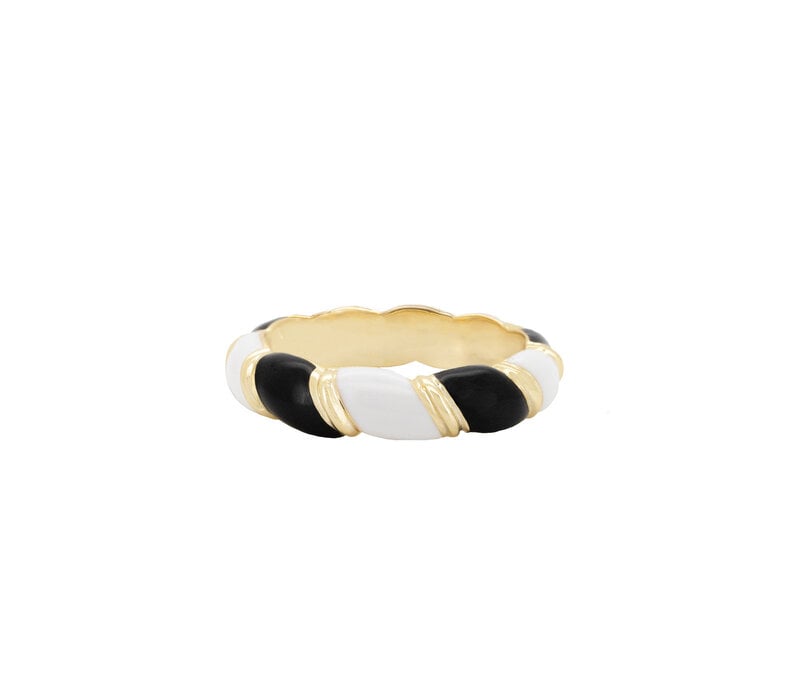 Sunlight Goldplated Ring Enamel Two Colors Swirl Big