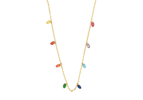 All the Luck in the World Sunlight Goldplated Ketting Zirconia Multi Stippen