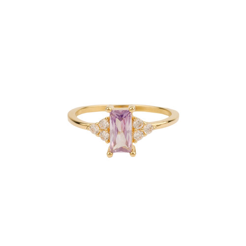 Oasis Goldplated Ring Zirconia Rectangle Purple 