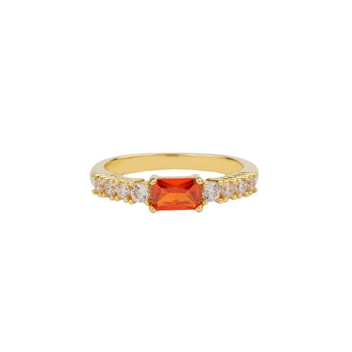 Oasis Goldplated Ring Zirconia Rechthoek Oranje 