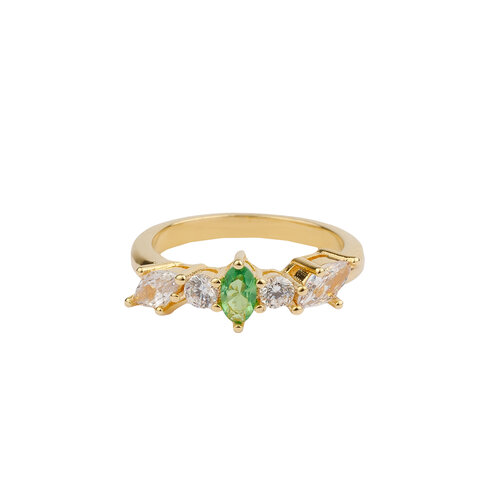 Oasis Goldplated Ring Zirconia Diamond Apple Green 