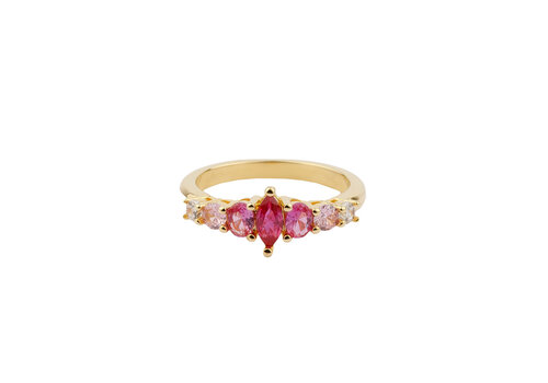 All the Luck in the World Oasis Goldplated Ring Zirconia Cristal Ombre Pink