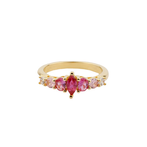 Oasis Goldplated Ring Zirconia Cristal Ombre Pink 