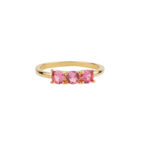 Oasis Goldplated Ring Zirconia Dots Pink 