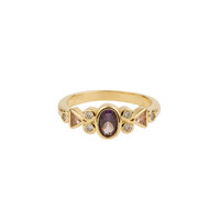 Oasis Goldplated Ring Zirconia Oval Triangle Purple