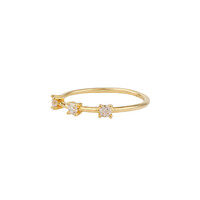 Oasis Goldplated Ring Minimalistic Three Dots Clear